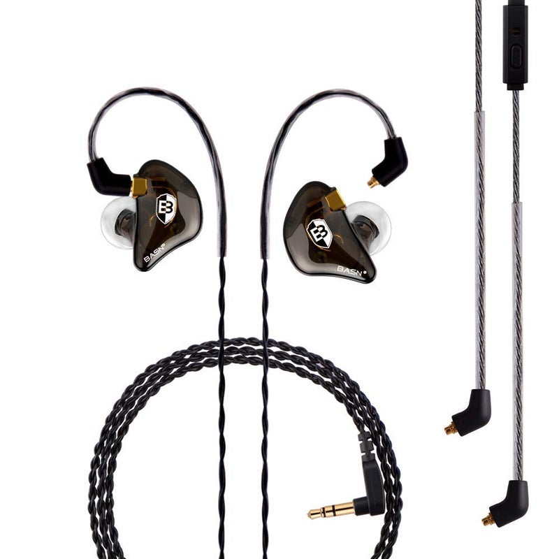BASN Professional in Ear Monitor Headphones for Singers Drummers Musicians with MMCX Connector IEM Earphones (Pro Clear Brown) - Image 1